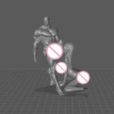 Strong Man and His Girlfriend Resin Figure Model Kit 1/24 Scale 75mm Unpainted