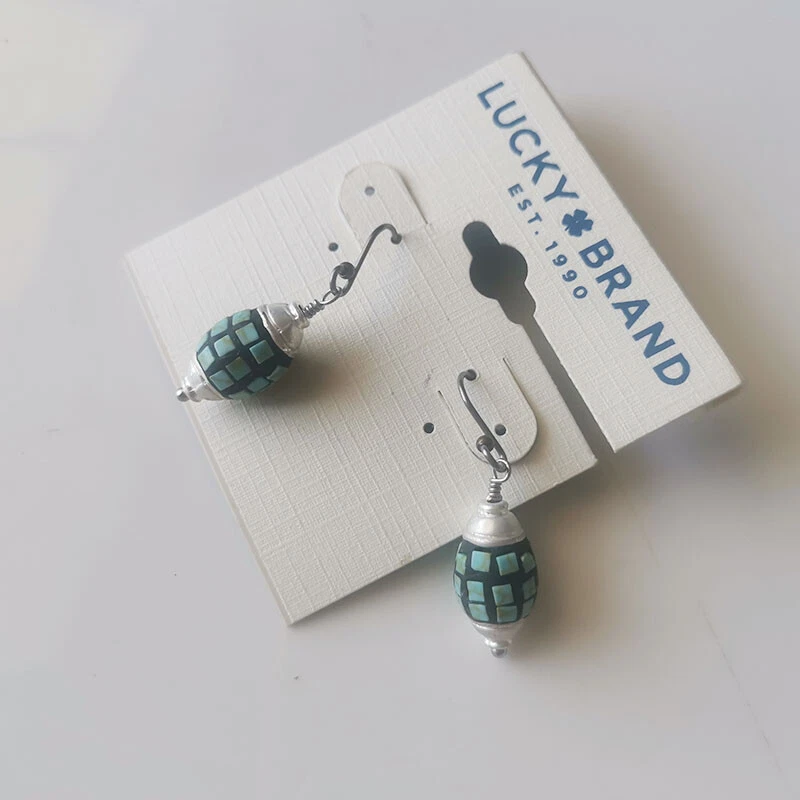 Lucky Brand 椭圆形珠吊坠耳环礼品复古女士派对假日珠宝首饰 — 第 2/3 张图片