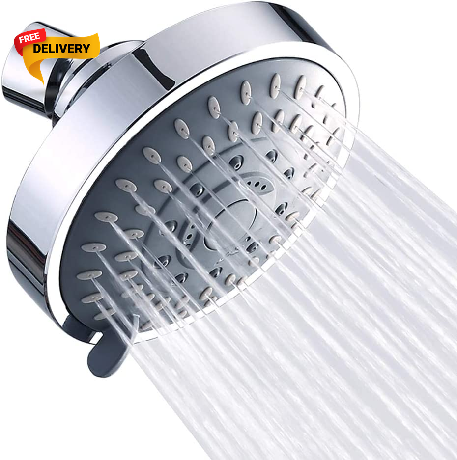 High Pressure Fixed Rain Showerhead with 5 Adjustable Metal Settings