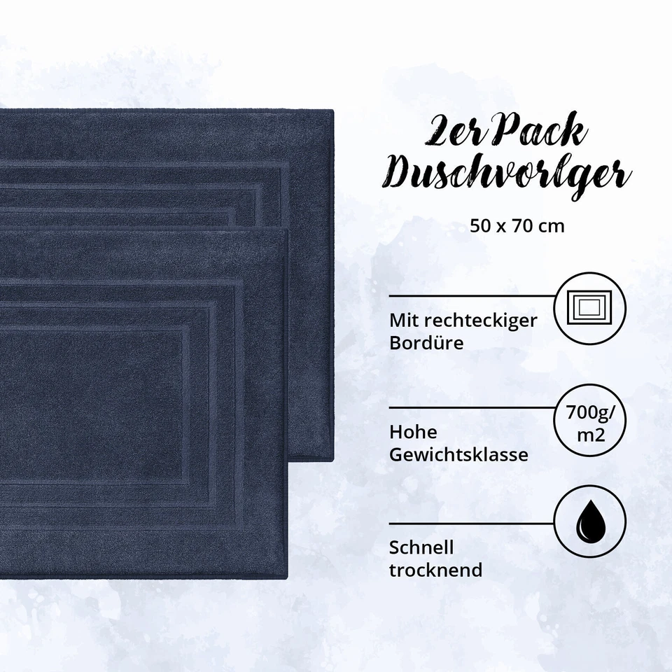 2er Set Duschvorleger 50x70cm – Frottee Badvorleger 100% Baumwolle – Badvorleger - Bild 2 von 3