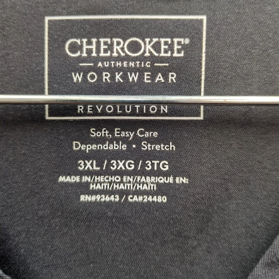 Cherokee скраб Топ женщин 3XL серый v-образным вырезом короткий рукав карман - Изображение 2 из 4