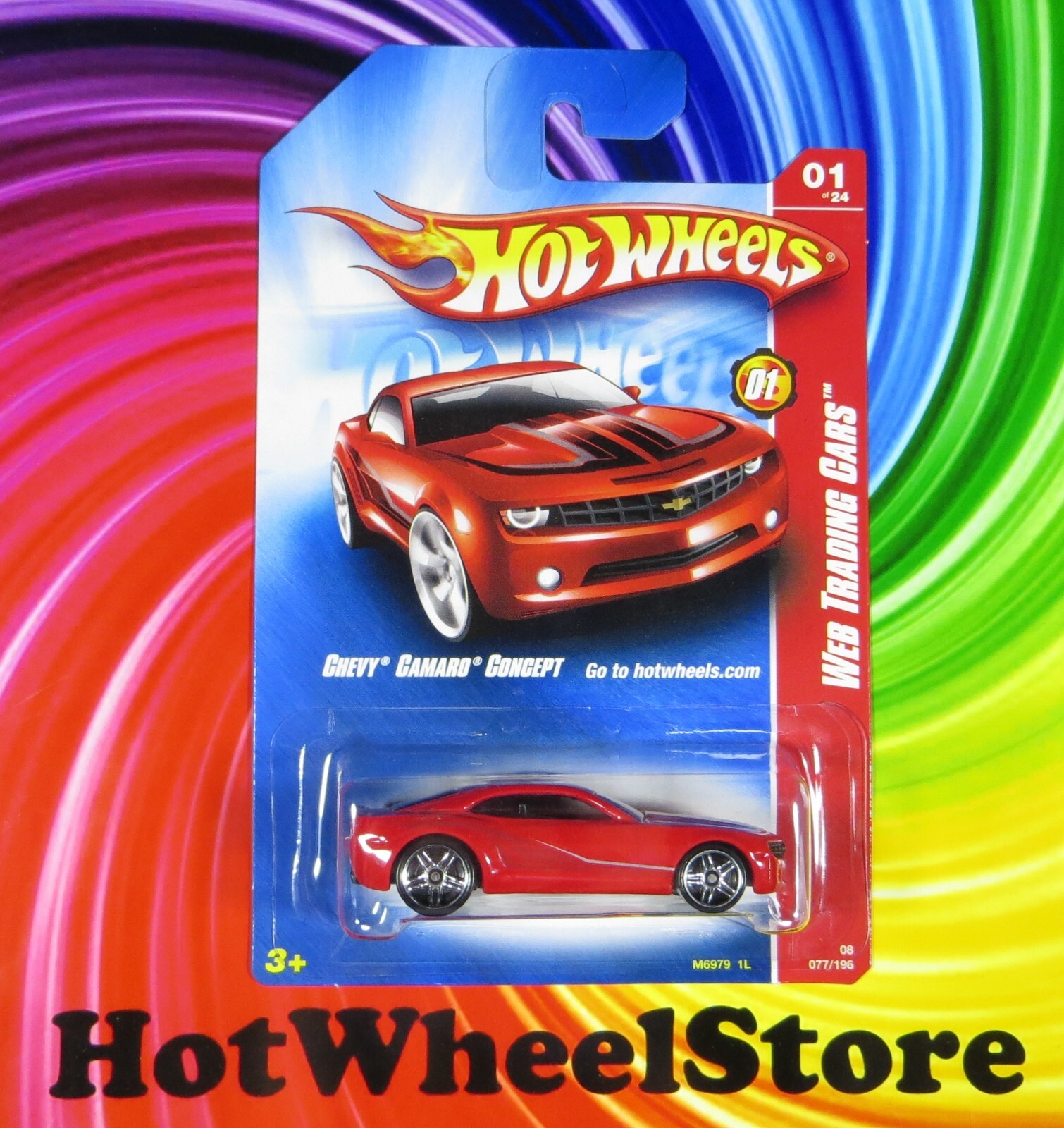 2008 Hot Wheels  Red  CHEVY CAMARO CONCEPT   Web Trading #077   HW16-042524