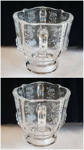 Etched Clear Glass Fostoria ~ Chintz Creamer & Sugar Footed Baroque #2496 - Picture 5 of 12