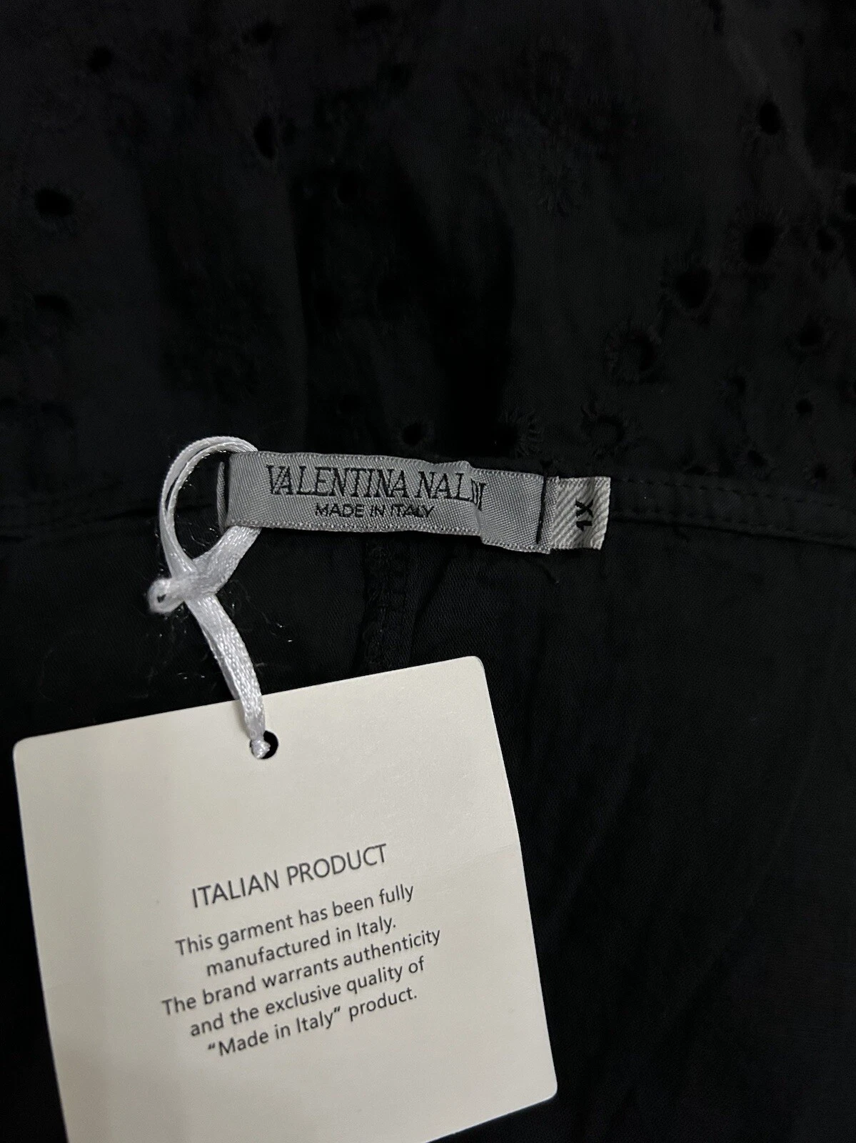 VALENTINO Abito Valentina Naldi 100%Cotone Ricamato Occhielli Nero Taglia XXXL Mad in Italy