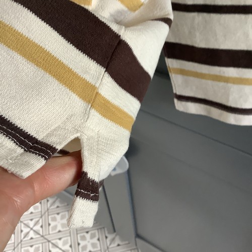 ZARA Men’s Cotton Jumper Size M 100% Cotton Cream, Tan & Brown striped - Picture 3 of 7