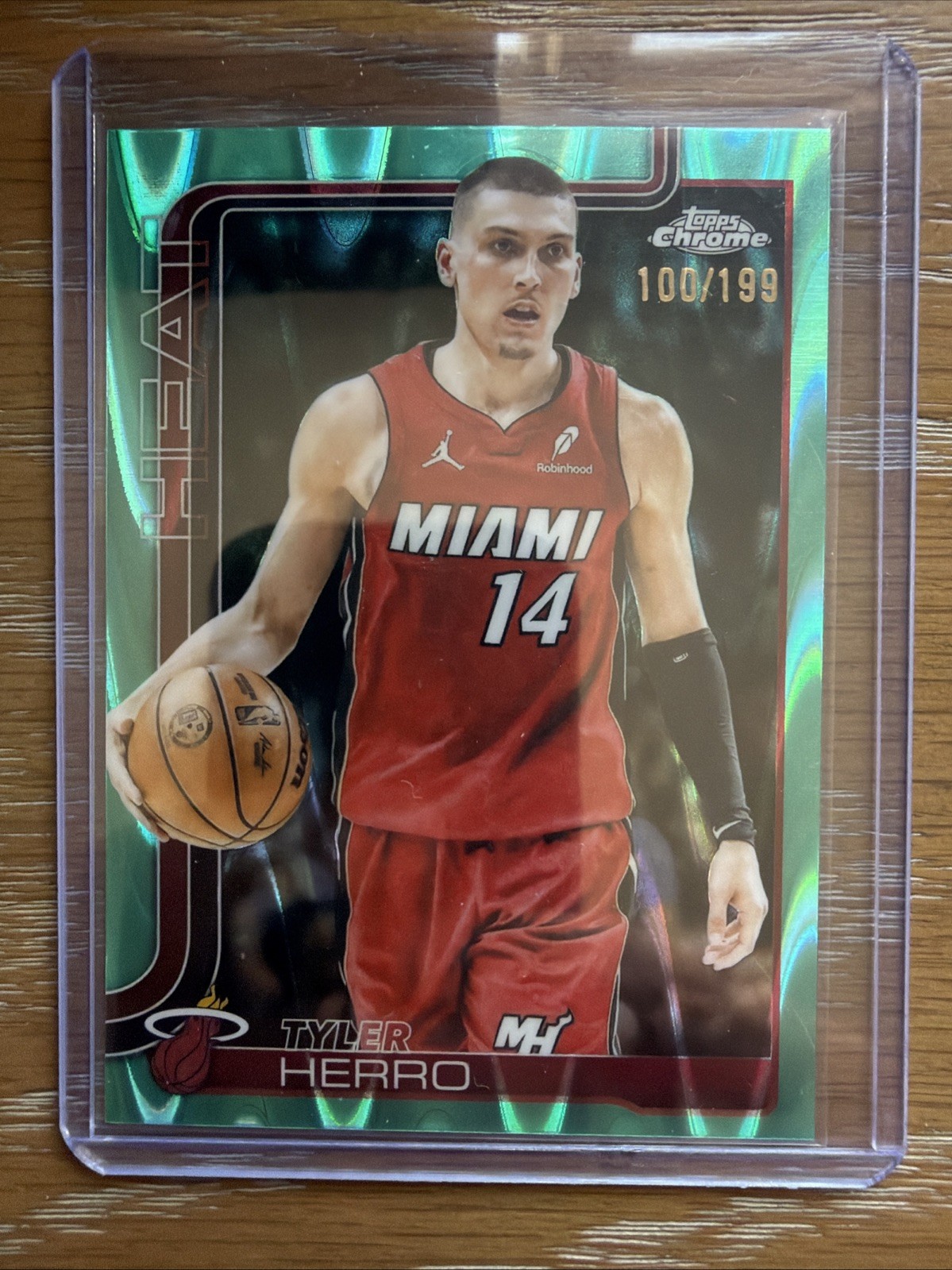 2025-26 Topps Chrome - Tyler Herro #188 Aqua RayWave Refractor /199 Heat