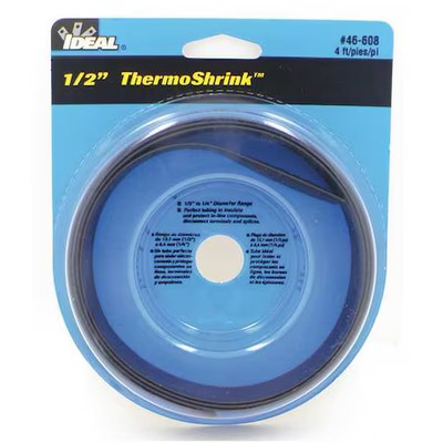 Ideal 46-608 Heat Shrink Tube, Thin Wall, 2:1 I.D. Shrink Ratio, 0.54 In I.D.