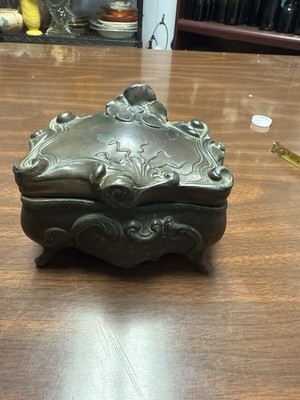 Antique B&WL Art Nouveau Jewelry Casket Trinket Box No.174 Ornate Metal 5 