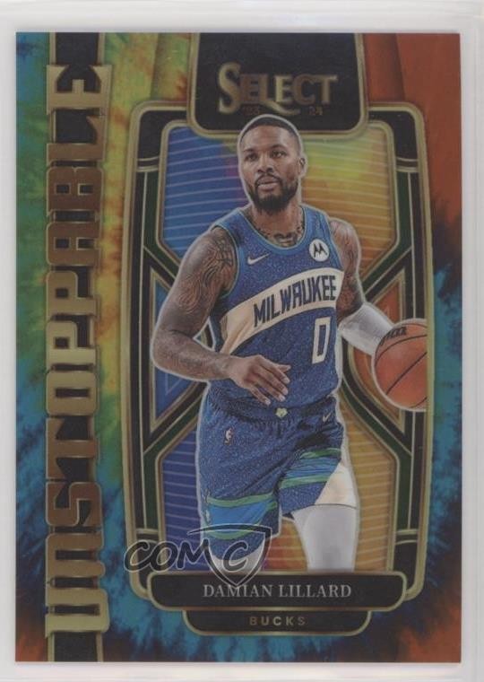 2023-24 Panini Select Unstoppable Tie-Dye Prizm /25 Damian Lillard #6 hs9