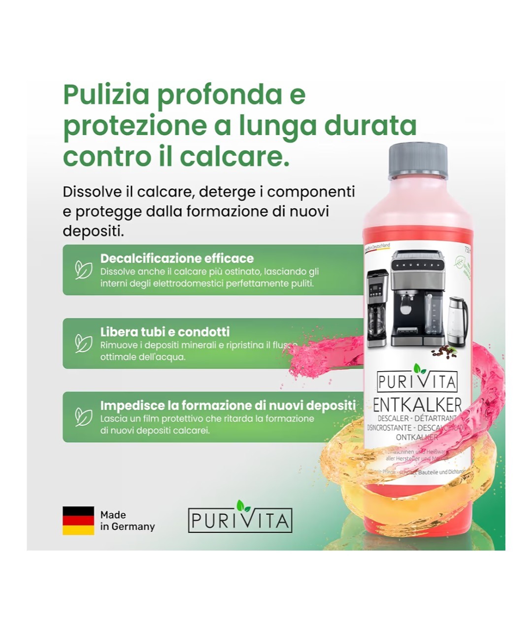 Universale Decalcificante Macchina Caffè500ML Anticalcare Pulizia Disincrostante foto 3