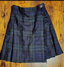The Edinburgh Woollen Mill Wool Tweed Plaid Pleated Skirt Size 8 Blue/Green