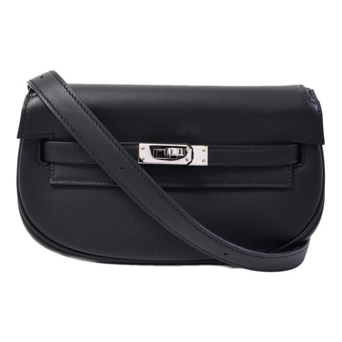 HERMES PHW Kelly Moove Shoulder Bag Swift Leather Noir