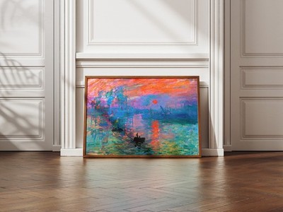 Impressionist Sunrise by Claude Monet, Canvas Print, Bright Orange Sun