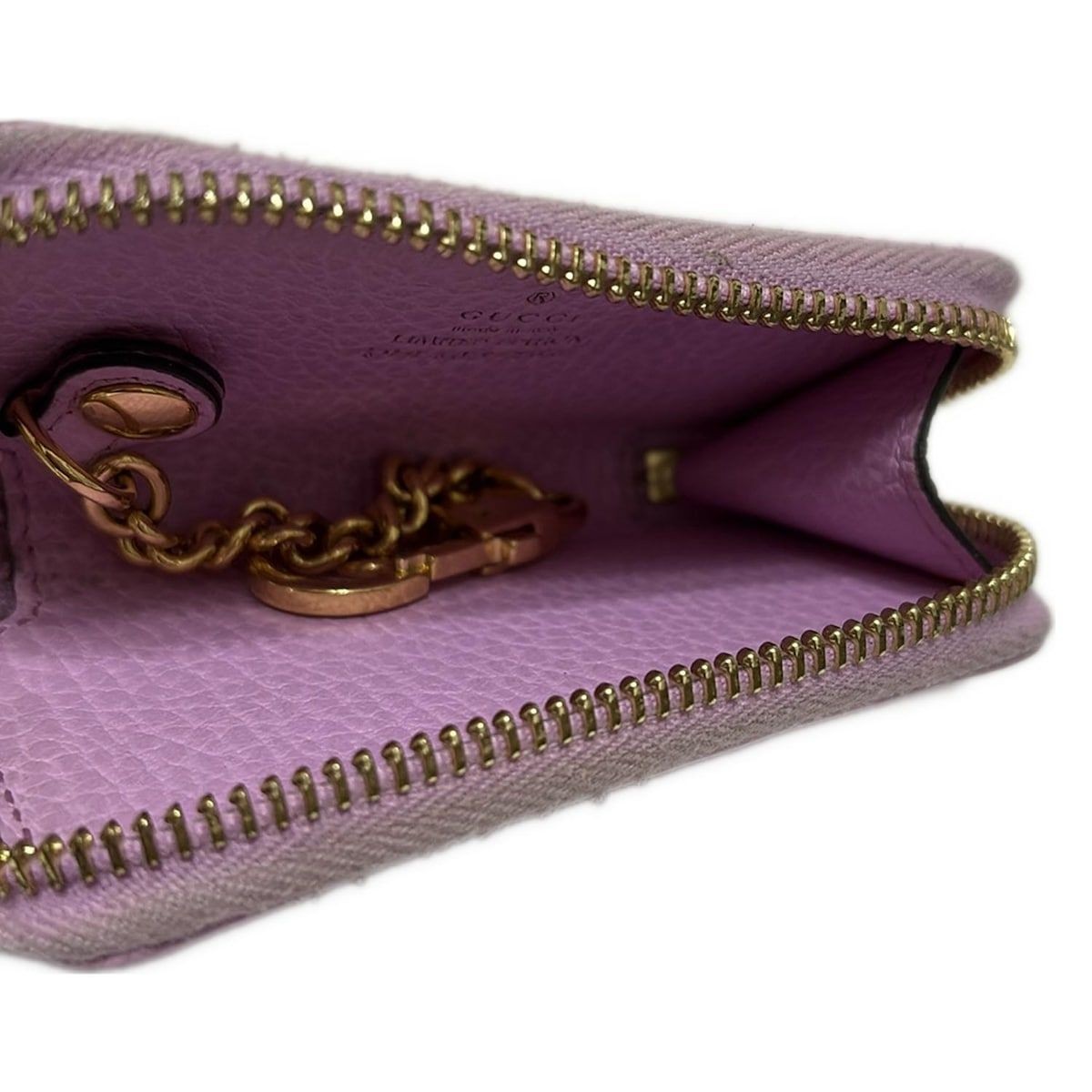 GUCCI Key Case Bosco GG Marmont Pink Round Zipper Leather Authentic thumbnail 3
