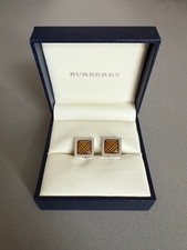 Genuine Burberry Square Cufflinks Signature Check Fabric – Boxed – Immaculate