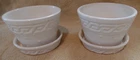 Set of 2 vintage McCoy planters or pots, ivory glaze, 4" diameter, 3" high