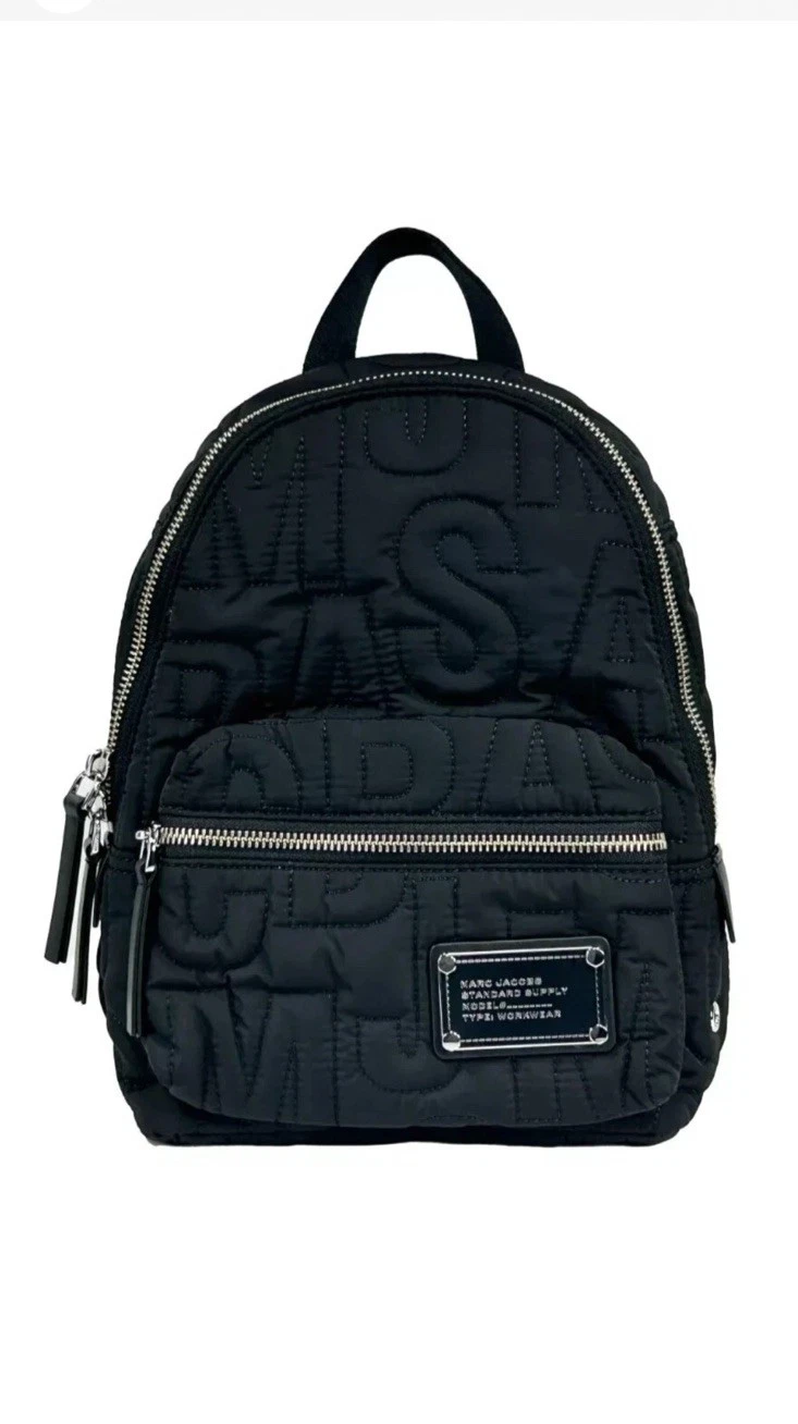 Marc Jacobs Small Quilted Nylon Black Backpack Bookbag