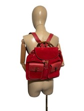 Vtg Gucci Red Suede Leather Backpack