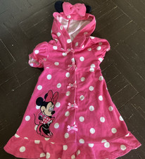 Disney Minnie Mouse 5/6 Swim Cover Up Terry Cloth Hooded Pink Polka Dot Dress