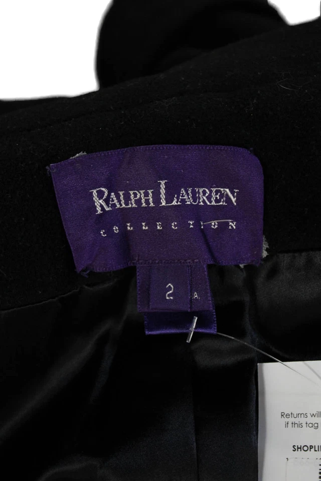 Sobretudo unissex Ralph Lauren Collection preto gola de lã botão tamanho 2 - Imagem 4 de 4