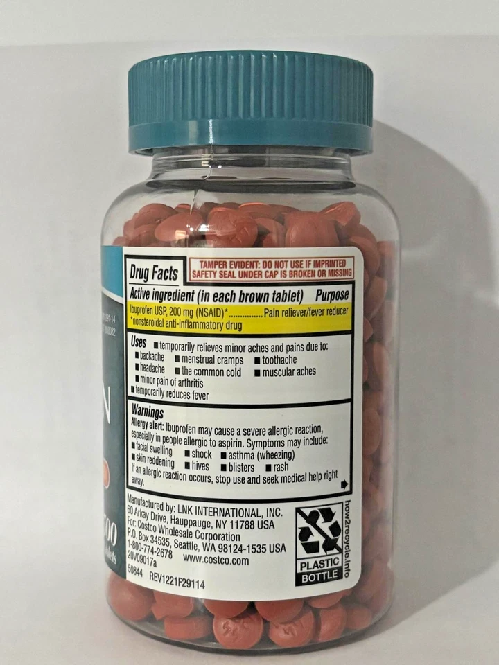 Kirkland Ibuprofeno USP 200 mg Analgésico - 500 Comprimidos Foto 2 de 3