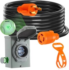 30 Amp Generator Cord and Power Inlet Box, L5-30P to L14-30R 30 Amp 3 to 4 Prong
