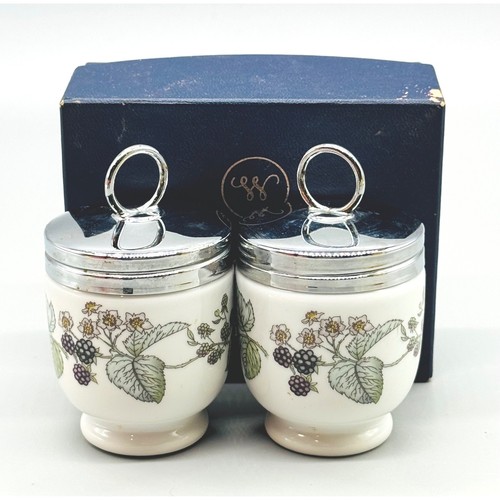 Royal Worcester Egg Coddler White Blackberry Bramble Pattern Set of 2 Boxed