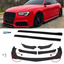 For Audi A3 A4 A5 A6 A7 S5 Side Skirt + Front Bumper Lip Splitter Spoiler Lip US