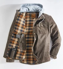 New Venado Men's Smuggler Concealed Carry Coat - Hooded Flannel Lined Jacket 3XL