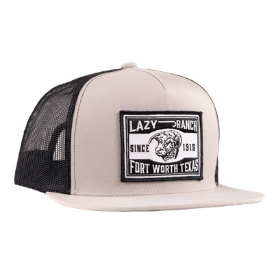 Lazy J Ranch Wear Classic Fort Worth Graphic Silver Grey & Black Trucker Cap SI