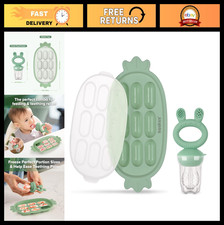 Baby Fruit Food Feeder  Silicone Freezer Tray Combo - BPA Free Mesh Nibbler  P