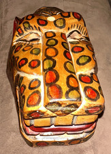 Handmade Hand Carved & Painted Wooden Mask Jaguar/Leopard Guatemala