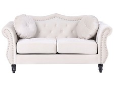 2 Seater Velvet Sofa Beige SKIEN