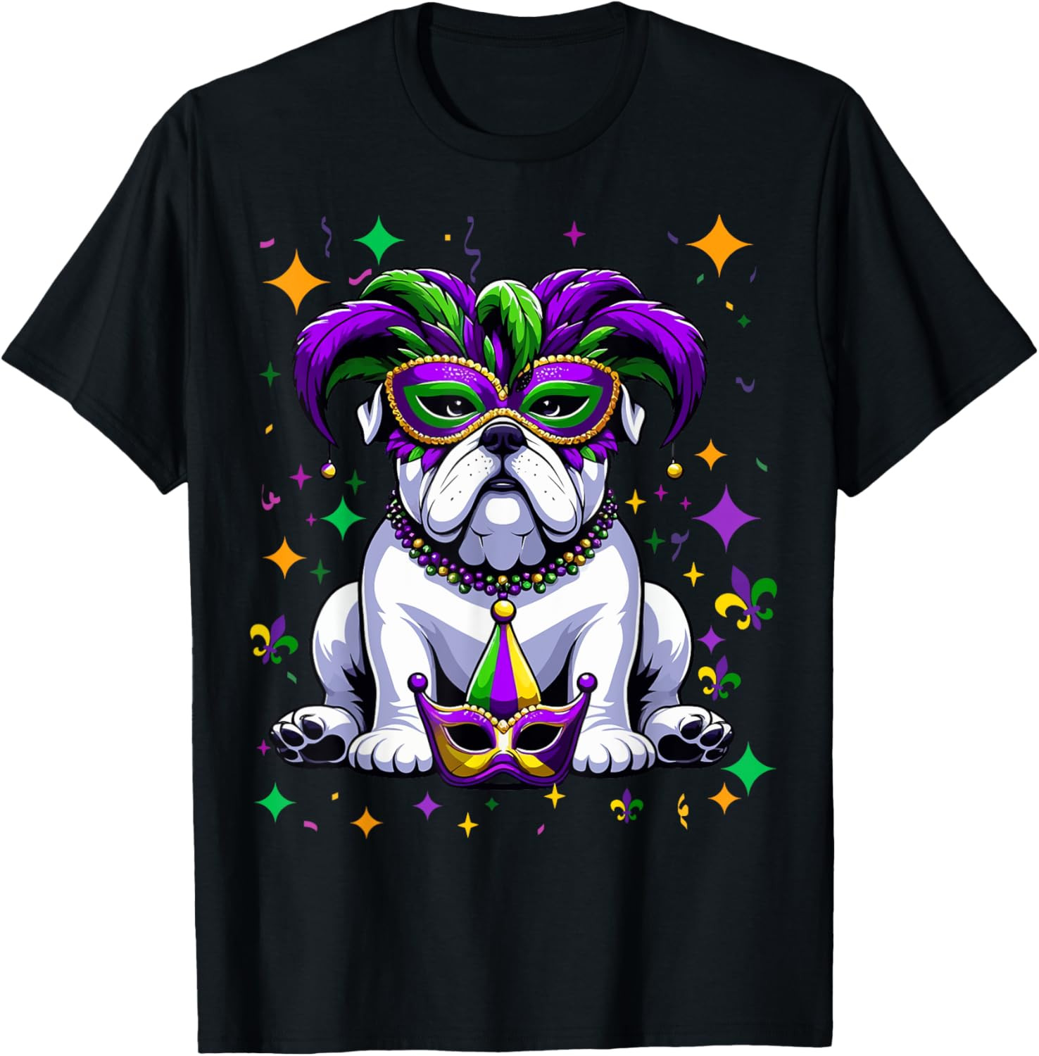 Bulldog Mardi Gras Themed T-Shirt and Hoodie