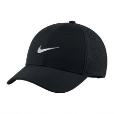 Nike Men's Black Adjustable Breathable Baseball Cap, Dryfit Running Cap