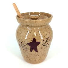 Olla de miel gres moteado arte popular con cazo de madera pan de azúcar estudio cerámica