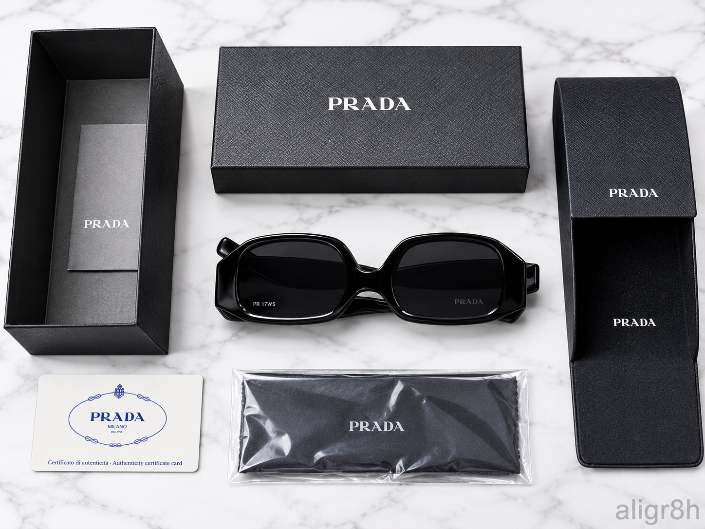 Prada PR17WS 1AB5S049 Women's Sunglasses 49 mm Black / Dark Grey Lens