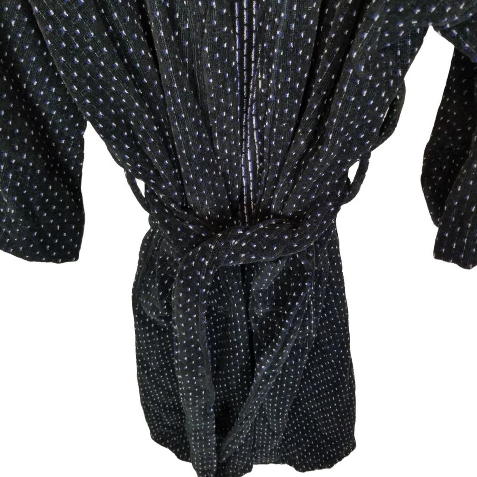 Van Heusen Albornoz Hombres OS Negro Terry Tela Bata Salón Bata Larga Hombres Foto 3 de 4