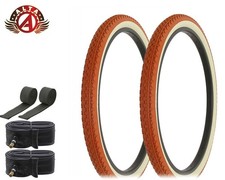ALTA BICYCLE WIRE BEAD TIRES 26 x2.125 BLACK/ORANGE HEAVY DUTY DIAMON 6pc SET.