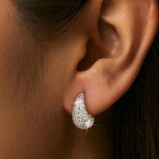 925 Sterling Silber Zirkon Biegehaken Ohrringe für Damen Verlobungsschmuck
