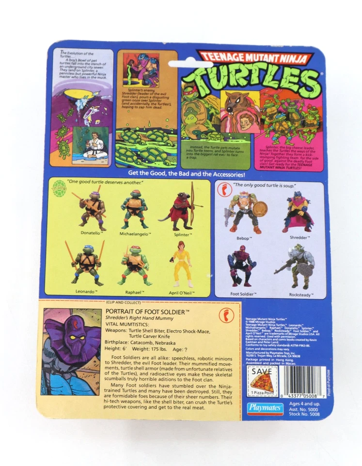 Foot Soldier 10 Back Teenage Mutant Ninja Turtles TMNT 1988 Playmates Nuevo Foto 2 de 4