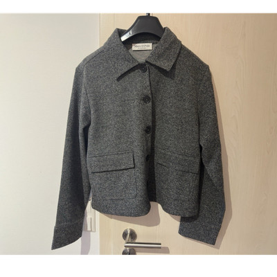 Marc O'Polo Damen Jacke grau Gr. 34/40 kurz gefüttert Baumwolle Knopf Langarm