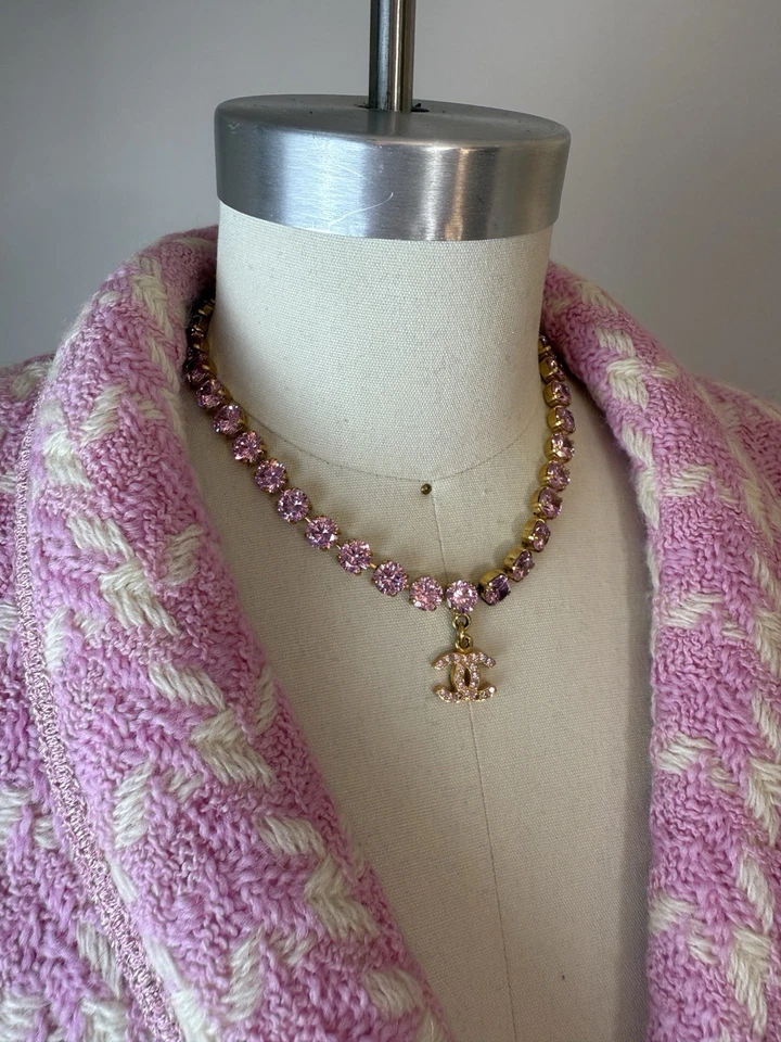 Ultra-Rare Chanel 95P Barbie Runway Pink Rhinestone Choker - Image 3 of 4