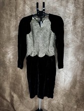 Vintage Oscar De La Renta Black Velvet Dress Metallic Brocade Size Small