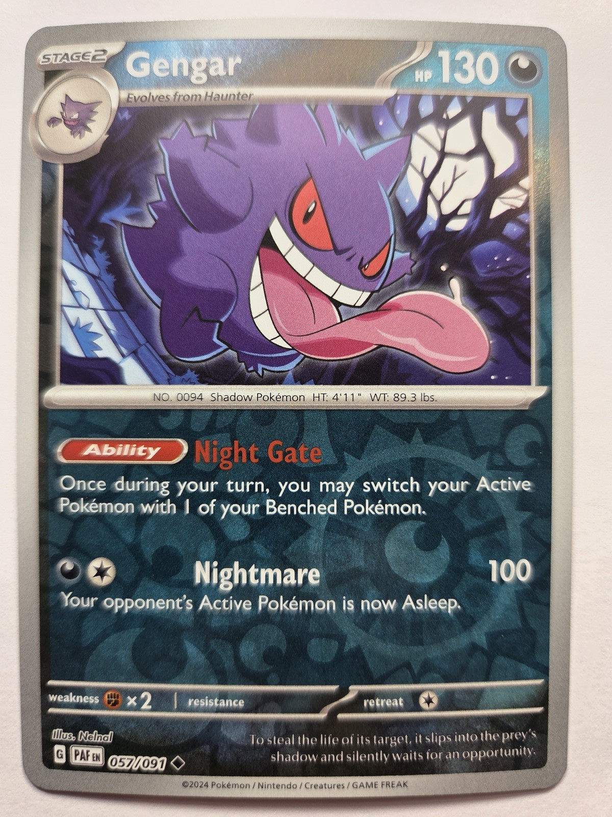 Gengar 057/091 Uncommon Reverse Holo PAF SV: Paldean Fates NM Pokemon Tcg