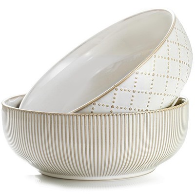 getstar Large Serving Bowls (9.5 inch & 92 fl oz), Ceramic Salad Bowl Set of 2,