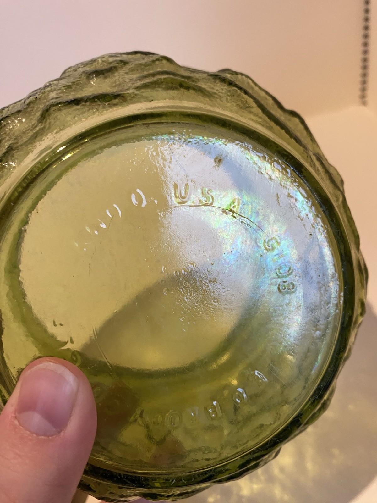 Vintage Green Crinkle Glass Bowl/Vase Made By E.O. Brody Co. USA