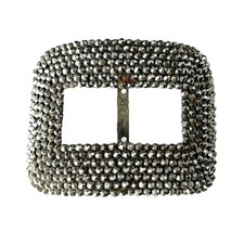 Antique Cut Steel Shoe Belt Sash Buckle Riveted MG France Georgian Victorian