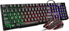 Rii Keyboard and Mouse Set, Rainbow LED Backlit