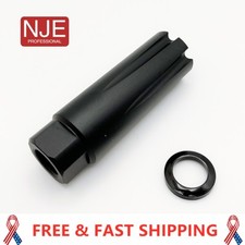 Aluminum 1/2x28 TPI Thread Muzzle Brake Combo Anodized Black For .22 223 5.56